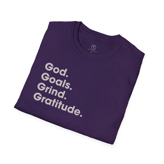 God. Goals. Grind. Gratitude. Unisex Softstyle T-Shirt