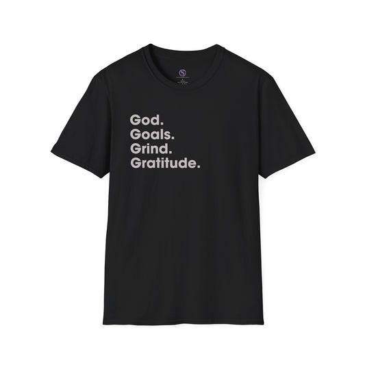 God. Goals. Grind. Gratitude. Unisex Softstyle T-Shirt