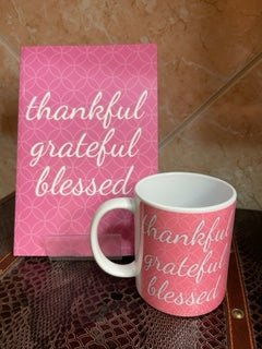 Pink Thankful Grateful Blessed Guided Journal & Mug Set - Shawnti Refuge Journals